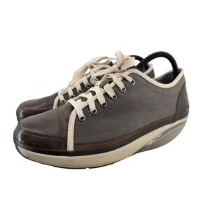 MBT‎ Women Brown Leather Canvas Rocker Bottom Walking Shoes Size 40 9-9.5